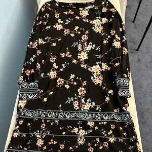 WHBM long sleeved navy floral print dress